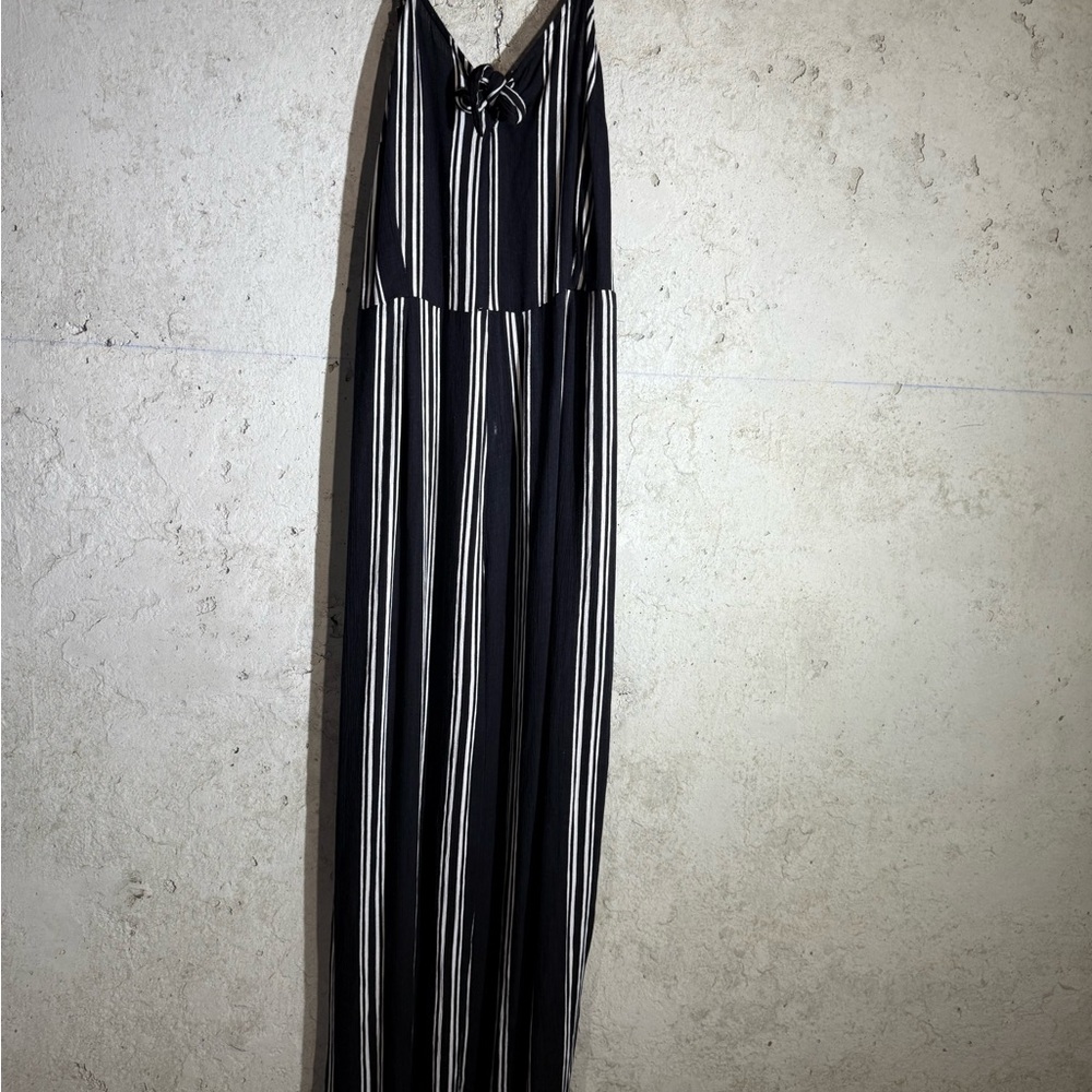 Moral Fiber Black and White Striped Jumpsuit